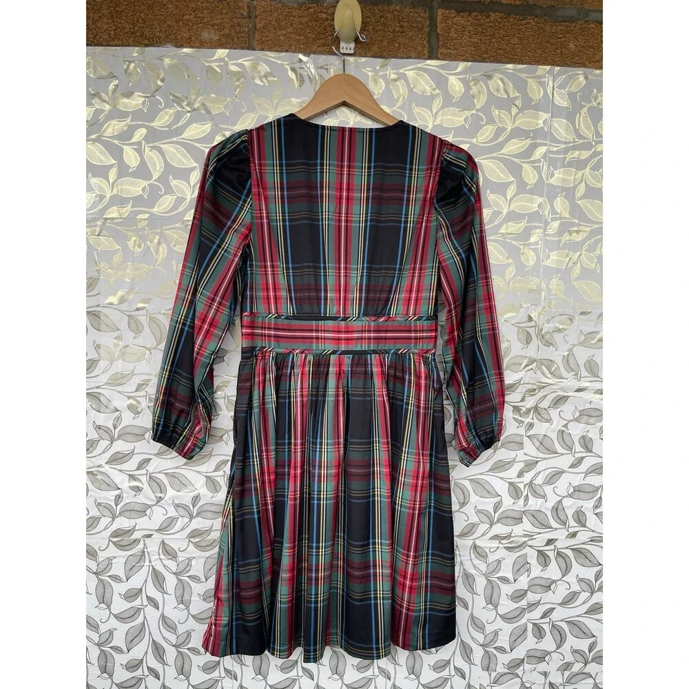 J.Crew Taffeta Mini Dress Stewart Plaid Size 00 Quiet Luxury Preppy